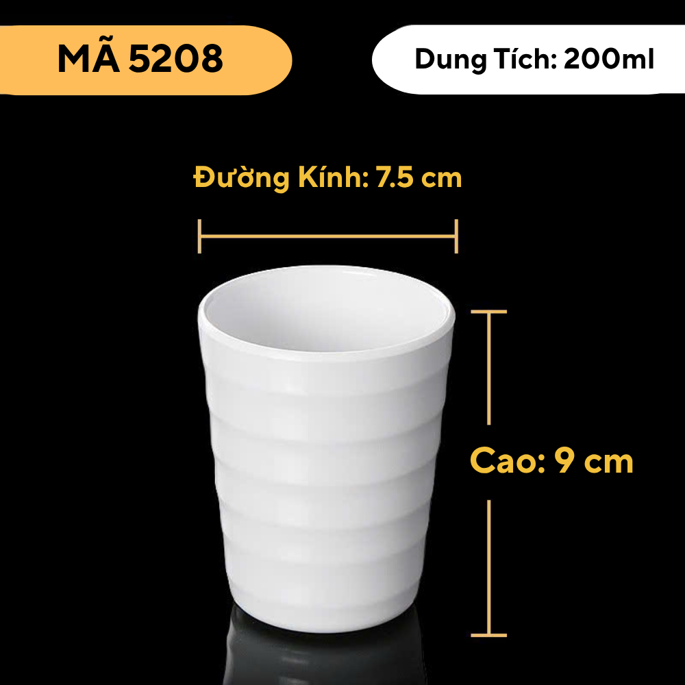 Cốc Phíp Trắng Cao Cấp Melamine A5 5208