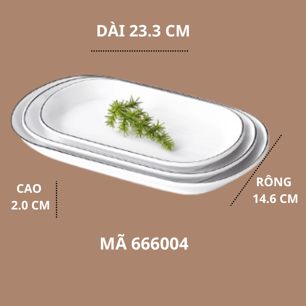Đĩa Bầu Phíp Trắng Viền Đen Phong Cách Bắc Âu Melamine A5 666004