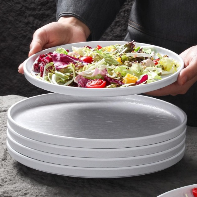 Đĩa Tròn Sâu Vân Đá Trắng Melamine A8 Cao Cấp B362-11.2