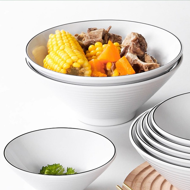Tô Mỳ LB Phíp Trắng Viền Đen Phong Cách Bắc Âu Melamine A5 LB055A200