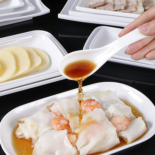 Đĩa Chữ Nhật Sâu Phíp Trắng Cao Cấp Melamine A5 800-7.5