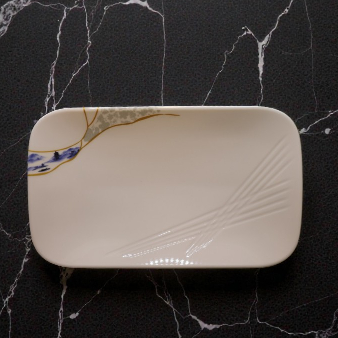 Đĩa Hoa Phương Đông Chữ Nhật Melamine Cao Cấp 801-12