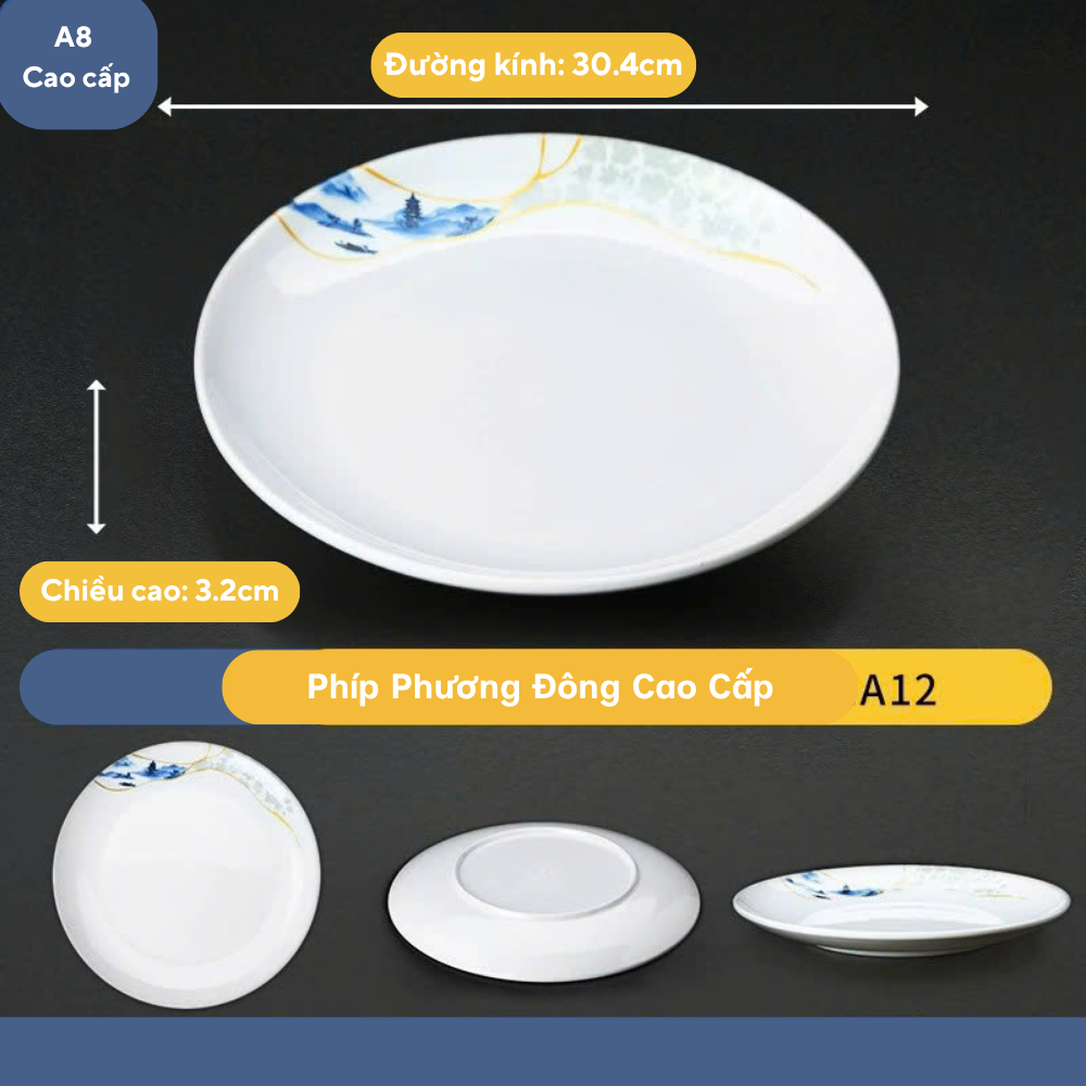 Đĩa Phíp Hoa Phương Đông Melamine Cao Cấp A12