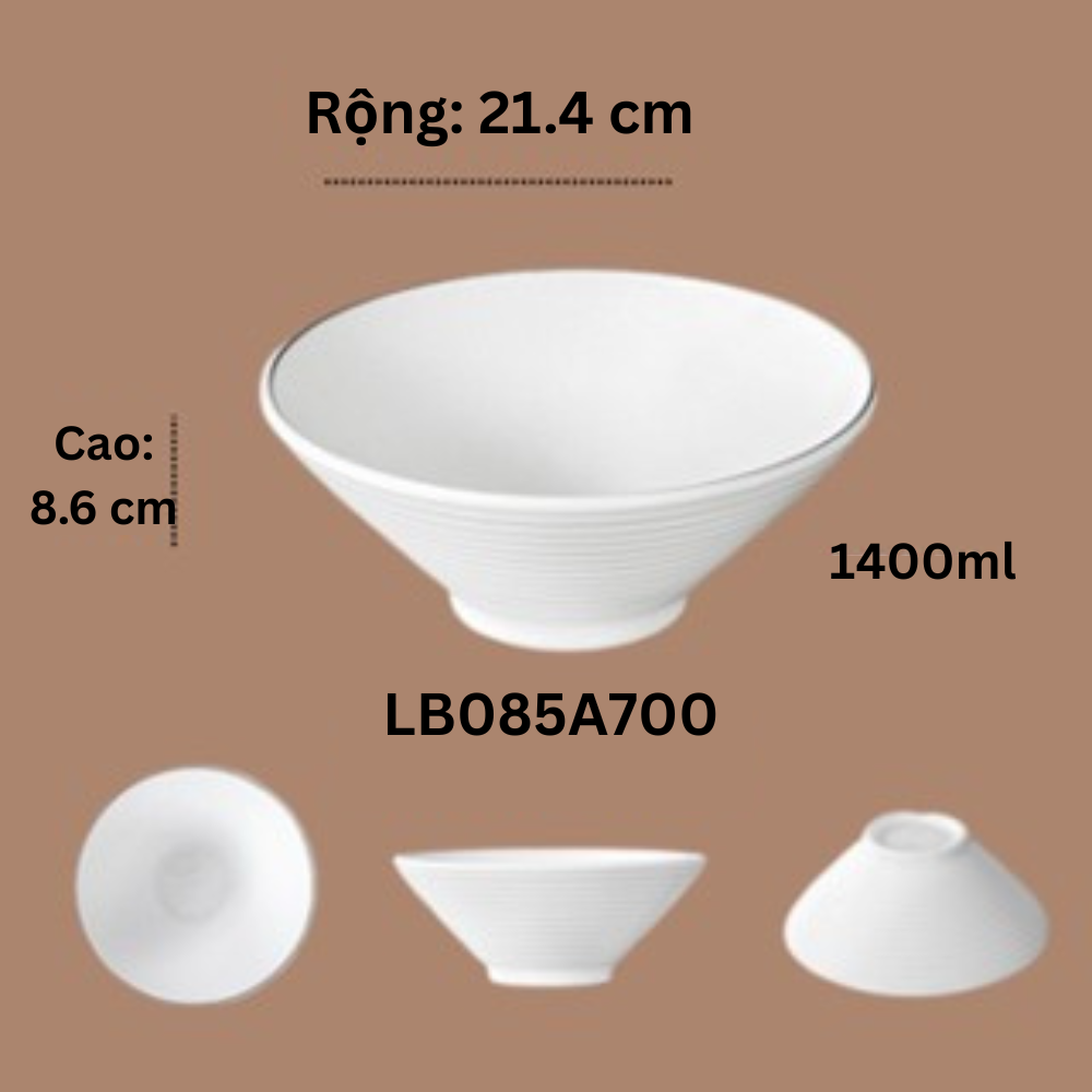 Tô Mỳ LB Phíp Trắng Viền Đen Phong Cách Bắc Âu Melamine A5 LB085A700