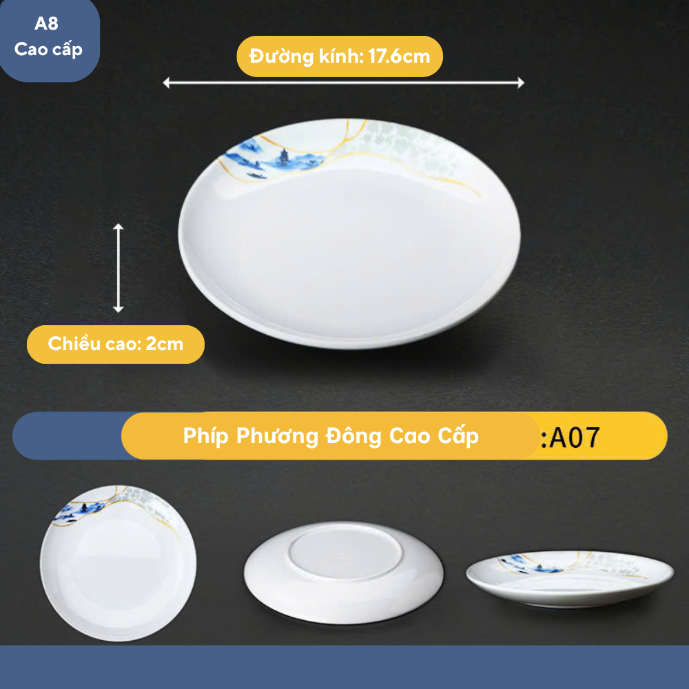 Đĩa Phíp Hoa Phương Đông Melamine Cao Cấp A07
