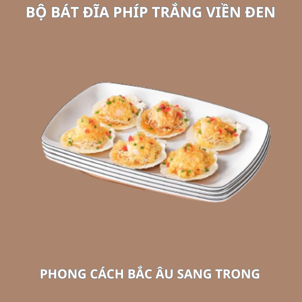 Khay Phíp Trắng Viền Đen Melamine Phong Cách Bắc Âu 7312