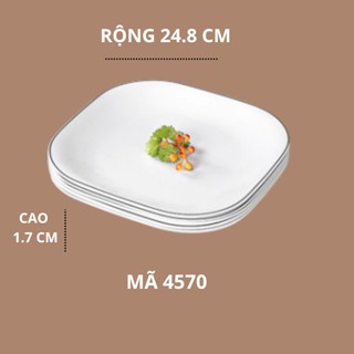 Đĩa Vuông Trắng Viền Đen Phong Cách Bắc Âu Melamine A8 4570