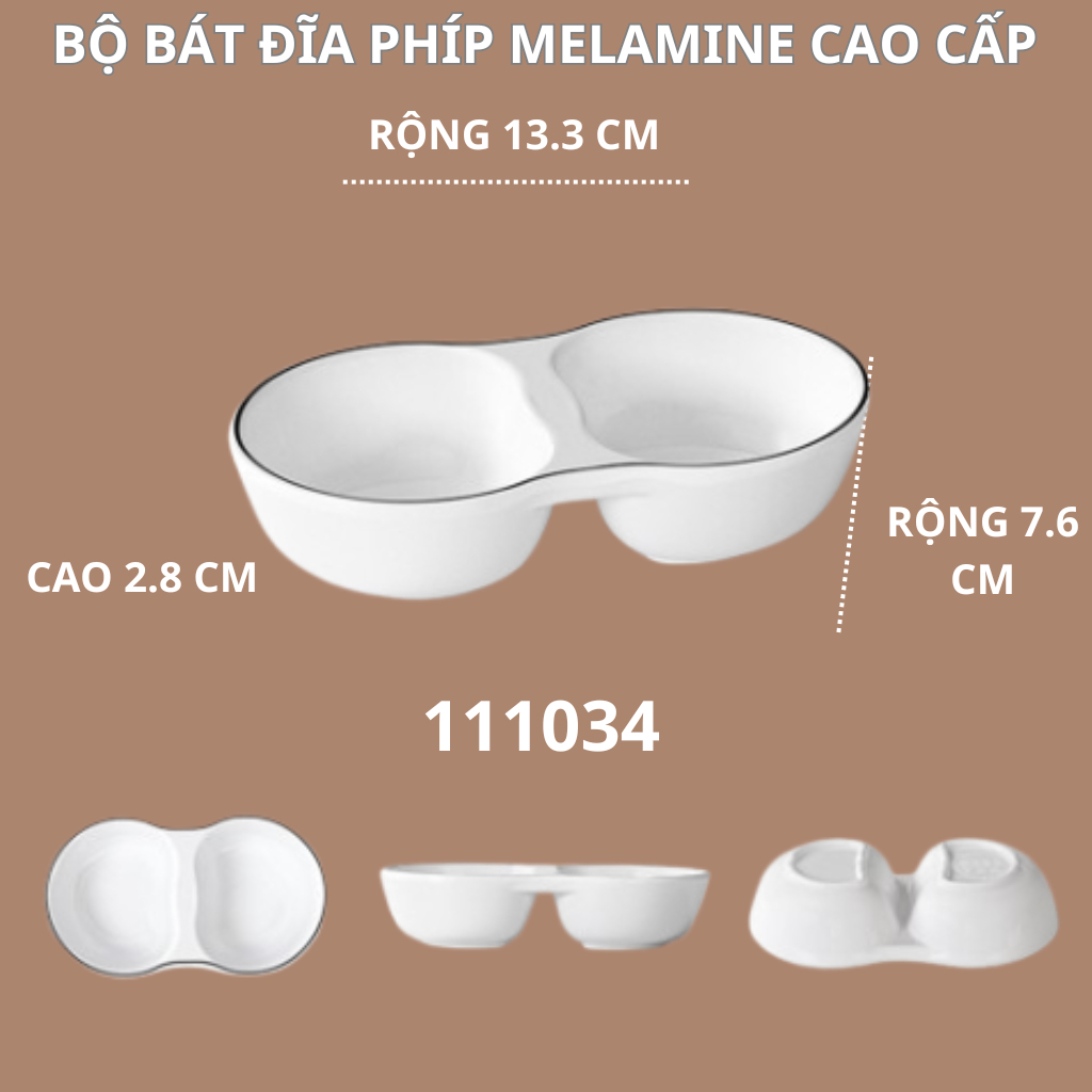 Bát Chấm Tròn Phíp Trắng Viền Đen Melamine Phong Cách Bắc Âu 111034