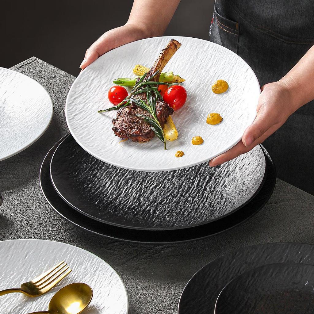 Đĩa Tròn Cạn Vân Đá Trắng Melamine A8 Cao Cấp B386-12
