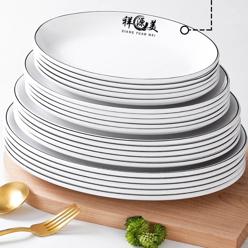 Đĩa Soài Trắng Viền Đen Phong Cách Bắc Âu Melamine A5 7109