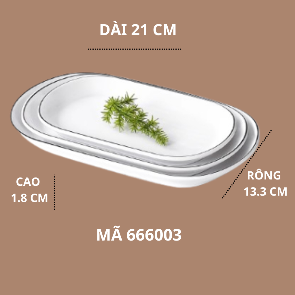 Đĩa Bầu Phíp Trắng Viền Đen Phong Cách Bắc Âu Melamine A5 666003