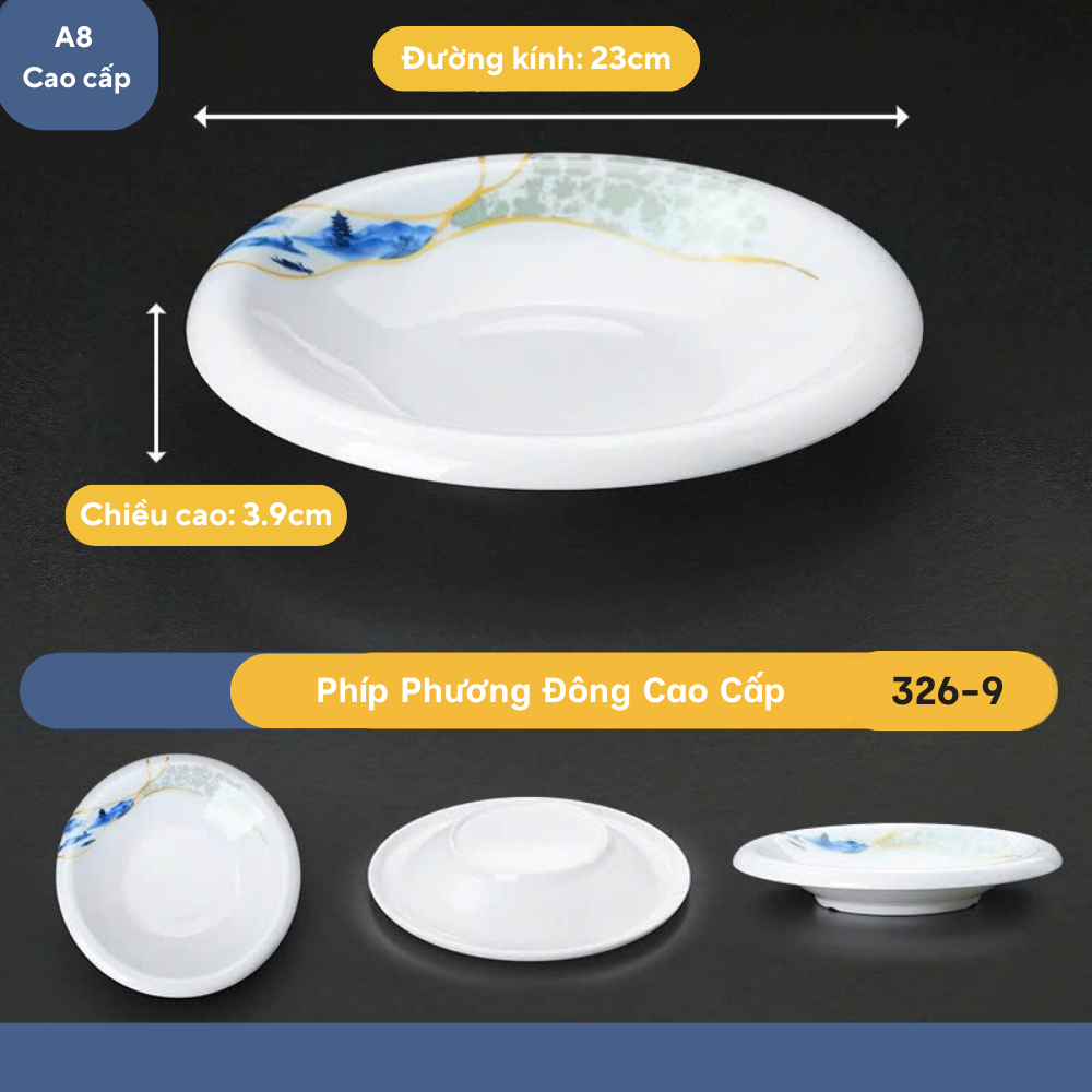 Đĩa Bồng Hoa Quả Phương Đông Tròn Sâu Melamine Cao Cấp 326-9