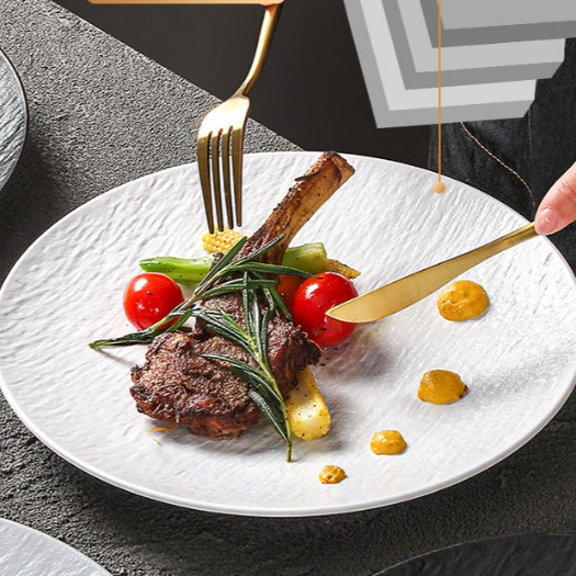 Đĩa Tròn Cạn Vân Đá Trắng Melamine A8 Cao Cấp B386-10