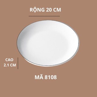 Đĩa Tròn Trắng Viền Đen Phong Cách Bắc Âu Melamine A5 8108